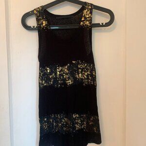Haider Ackermann Black and Gold Ribbed Tank Top
